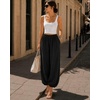 image:imageMANGOPOP Wide Leg Cropped Pants for Women 2026 Summer Elastic Waist Palazzo Trousers Bottoms with PocketsBlack