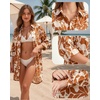 image:imageMANGOPOP Womens Swimsuit Coverup Button Down Shirt Casual Floral Bathing Suit Cover Up Beach Cover Ups Dress 2026Brown Flower