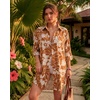 image:imageMANGOPOP Womens Swimsuit Coverup Button Down Shirt Casual Floral Bathing Suit Cover Up Beach Cover Ups Dress 2026Brown Flower