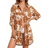image:imageMANGOPOP Womens Swimsuit Coverup Button Down Shirt Casual Floral Bathing Suit Cover Up Beach Cover Ups Dress 2026Brown Flower