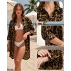 image:imageMANGOPOP Womens Swimsuit Coverup Button Down Shirt Casual Floral Bathing Suit Cover Up Beach Cover Ups Dress 2026Brown Leopard