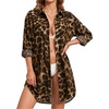 image:imageMANGOPOP Womens Swimsuit Coverup Button Down Shirt Casual Floral Bathing Suit Cover Up Beach Cover Ups Dress 2026Brown Leopard