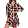 image:imageMANGOPOP Womens Swimsuit Coverup Button Down Shirt Casual Floral Bathing Suit Cover Up Beach Cover Ups Dress 2026Pink Flower
