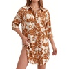 image:imageMANGOPOP Womens Swimsuit Coverup Button Down Shirt Casual Floral Bathing Suit Cover Up Beach Cover Ups Dress 2026Brown Flower