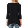 image:imageMANGOPOP Womens 34 Length Sleeve Blouse Asymmetrical Neck Wrinkle Resistant Tunic Top Dressy Casual Business Work ShirtBlack