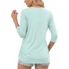 image:imageMANGOPOP Womens 34 Length Sleeve Tunic Top V Neck Ruched Waist Blouses Dressy Casual Business Work Shirts Daily WearAqua