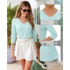 image:imageMANGOPOP Womens 34 Length Sleeve Tunic Top V Neck Ruched Waist Blouses Dressy Casual Business Work Shirts Daily WearAqua