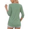 image:imageMANGOPOP Womens 34 Length Sleeve Tunic Top V Neck Ruched Waist Blouses Dressy Casual Business Work Shirts Daily WearBlue Green