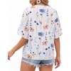 image:imageMANGOPOP Womens Boho Floral Print Tunic Top V Neck 34 Sleeve Peasant Blouse Dressy Casual Summer Beach Loose OutfitFloral Print
