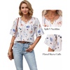 image:imageMANGOPOP Womens Boho Floral Print Tunic Top V Neck 34 Sleeve Peasant Blouse Dressy Casual Summer Beach Loose OutfitFloral Print