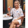 image:imageMANGOPOP Womens Boho Floral Print Tunic Top V Neck 34 Sleeve Peasant Blouse Dressy Casual Summer Beach Loose OutfitFloral Print