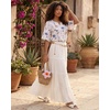 image:imageMANGOPOP Womens Boho Floral Print Tunic Top V Neck 34 Sleeve Peasant Blouse Dressy Casual Summer Beach Loose OutfitFloral Print