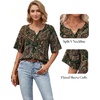image:imageMANGOPOP Womens Boho Floral Print Tunic Top V Neck 34 Sleeve Peasant Blouse Dressy Casual Summer Beach Loose OutfitPaisley