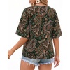 image:imageMANGOPOP Womens Boho Floral Print Tunic Top V Neck 34 Sleeve Peasant Blouse Dressy Casual Summer Beach Loose OutfitPaisley