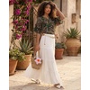 image:imageMANGOPOP Womens Boho Floral Print Tunic Top V Neck 34 Sleeve Peasant Blouse Dressy Casual Summer Beach Loose OutfitPaisley