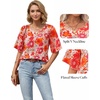 image:imageMANGOPOP Womens Boho Floral Print Tunic Top V Neck 34 Sleeve Peasant Blouse Dressy Casual Summer Beach Loose OutfitSunflower