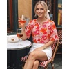 image:imageMANGOPOP Womens Boho Floral Print Tunic Top V Neck 34 Sleeve Peasant Blouse Dressy Casual Summer Beach Loose OutfitSunflower