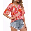 image:imageMANGOPOP Womens Boho Floral Print Tunic Top V Neck 34 Sleeve Peasant Blouse Dressy Casual Summer Beach Loose OutfitSunflower