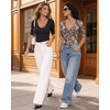 image:imageMANGOPOP Womens Half Sleeve Scoop Neck Top Mid Elbow 34 Sleeve T Shirts Going Out Casual Trendy 2026Floral Print