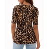 image:imageMANGOPOP Womens Half Sleeve Scoop Neck Top Mid Elbow 34 Sleeve T Shirts Going Out Casual Trendy 2026Leopard Print