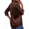 image:imageMANGOPOP Womens Satin Tunic Tops V Neck 34 Sleeve Blouses Trendy Dressy Shirts Business Casual Shirt 2026Brown