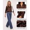 image:imageMANGOPOP Womens Satin Tunic Tops V Neck 34 Sleeve Blouses Trendy Dressy Shirts Business Casual Shirt 2026Brown
