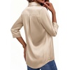image:imageMANGOPOP Womens Satin Tunic Tops V Neck 34 Sleeve Blouses Trendy Dressy Shirts Business Casual Shirt 2026Champagne