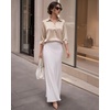 image:imageMANGOPOP Womens Satin Tunic Tops V Neck 34 Sleeve Blouses Trendy Dressy Shirts Business Casual Shirt 2026Champagne