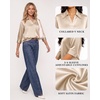 image:imageMANGOPOP Womens Satin Tunic Tops V Neck 34 Sleeve Blouses Trendy Dressy Shirts Business Casual Shirt 2026Champagne