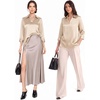 image:imageMANGOPOP Womens Satin Tunic Tops V Neck 34 Sleeve Blouses Trendy Dressy Shirts Business Casual Shirt 2026Champagne