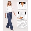 image:imageMANGOPOP Womens Satin Tunic Tops V Neck 34 Sleeve Blouses Trendy Dressy Shirts Business Casual Shirt 2026White