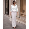 image:imageMANGOPOP Womens Satin Tunic Tops V Neck 34 Sleeve Blouses Trendy Dressy Shirts Business Casual Shirt 2026White