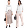 image:imageMANGOPOP Womens Satin Tunic Tops V Neck 34 Sleeve Blouses Trendy Dressy Shirts Business Casual Shirt 2026White