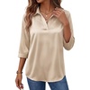 image:imageMANGOPOP Womens Satin Tunic Tops V Neck 34 Sleeve Blouses Trendy Dressy Shirts Business Casual Shirt 2026Champagne