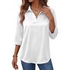 image:imageMANGOPOP Womens Satin Tunic Tops V Neck 34 Sleeve Blouses Trendy Dressy Shirts Business Casual Shirt 2026White