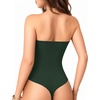 image:imageMANGOPOP Womens Strapless Thong Bodysuit Double Lined Tube Top  Off The Shoulder Thong Going Out Tops Summer Outfits Y2k Tank TopsTrendy Sexy Basic Casual 2 Snap CrotchesSoftDeep Green