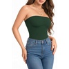 image:imageMANGOPOP Womens Strapless Thong Bodysuit Double Lined Tube Top  Off The Shoulder Thong Going Out Tops Summer Outfits Y2k Tank TopsTrendy Sexy Basic Casual 2 Snap CrotchesSoftDeep Green