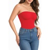 image:imageMANGOPOP Womens Strapless Thong Bodysuit Double Lined Tube Top  Off The Shoulder Thong Going Out Tops Summer Outfits Y2k Tank TopsTrendy Sexy Basic Casual 2 Snap CrotchesSoftRed