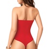 image:imageMANGOPOP Womens Strapless Thong Bodysuit Double Lined Tube Top  Off The Shoulder Thong Going Out Tops Summer Outfits Y2k Tank TopsTrendy Sexy Basic Casual 2 Snap CrotchesSoftRed