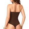 image:imageMANGOPOP Womens Strapless Thong Bodysuit Double Lined Tube Top  Off The Shoulder Thong Going Out Tops Summer Outfits Y2k Tank TopsTrendy Sexy Basic Casual 2 Snap CrotchesSoftCoffee