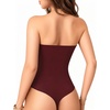 image:imageMANGOPOP Womens Strapless Thong Bodysuit Double Lined Tube Top  Off The Shoulder Thong Going Out Tops Summer Outfits Y2k Tank TopsTrendy Sexy Basic Casual 2 Snap CrotchesSoftBurgundy