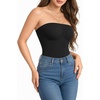 image:imageMANGOPOP Womens Strapless Thong Bodysuit Double Lined Tube Top  Off The Shoulder Thong Going Out Tops Summer Outfits Y2k Tank TopsTrendy Sexy Basic Casual 2 Snap CrotchesSoftA01 Black