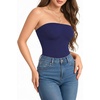 image:imageMANGOPOP Womens Strapless Thong Bodysuit Double Lined Tube Top  Off The Shoulder Thong Going Out Tops Summer Outfits Y2k Tank TopsTrendy Sexy Basic Casual 2 Snap CrotchesSoftDeep Blue