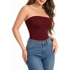 image:imageMANGOPOP Womens Strapless Thong Bodysuit Double Lined Tube Top  Off The Shoulder Thong Going Out Tops Summer Outfits Y2k Tank TopsTrendy Sexy Basic Casual 2 Snap CrotchesSoftBurgundy