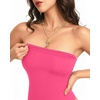 image:imageMANGOPOP Womens Strapless Thong Bodysuit Double Lined Tube Top  Off The Shoulder Thong Going Out Tops Summer Outfits Y2k Tank TopsTrendy Sexy Basic Casual 2 Snap CrotchesSoftHot Pink