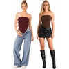 image:imageMANGOPOP Womens Strapless Thong Bodysuit Double Lined Tube Top  Off The Shoulder Thong Going Out Tops Summer Outfits Y2k Tank TopsTrendy Sexy Basic Casual 2 Snap CrotchesSoftBurgundy
