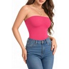 image:imageMANGOPOP Womens Strapless Thong Bodysuit Double Lined Tube Top  Off The Shoulder Thong Going Out Tops Summer Outfits Y2k Tank TopsTrendy Sexy Basic Casual 2 Snap CrotchesSoftHot Pink