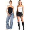 image:imageMANGOPOP Womens Strapless Thong Bodysuit Double Lined Tube Top  Off The Shoulder Thong Going Out Tops Summer Outfits Y2k Tank TopsTrendy Sexy Basic Casual 2 Snap CrotchesSoftA01 Black