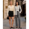 image:imageMANGOPOP Striped Button Down Shirt Women Business Casual V Neck Work Blouse  Lightweight Wrinkle Free Shirt Dress Shirts Versatile Long Sleeve Blouses Office Work Blouse Casual Button UpKhaki and White Stripes