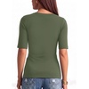 image:imageMANGOPOP Womens Half Sleeve Boat Neck Top Mid Elbow 34 Sleeve T Shirts Going Out Casual Trendy 2026Army Green